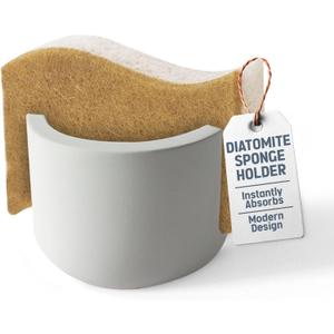 Sponge Holder, Stone Sponge Holder for Kitchen Sink - Diatomite Kitchen Sink Caddy, Quick Dry, Super Absorbent, Modern Design, Grey (Light Grey)