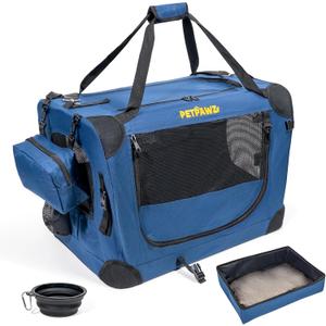 Soft Pet Carrier & Dog Carrier with Travel Litter Box & Collapsible Bowl 24x17x17  Large Cat Carrier & Small Dog Crate for Car, Vet Visits, Home & Traveling
