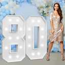 imprsv Marquee Numbers Large 80th-Birthday Decorations: 4ft Light Up Number Party Decor 80 Year Old Women and Men Birthday Decoration Backdrop Anniversary Cardboard Big Mosaic Balloon Frame Number 80