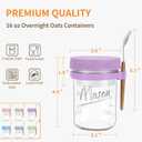 Xyptorix 6 Pack Overnight Oats Containers with Lids and Spoons, 16 oz Mason Jars with Removable Separate Compartments, Airtight and Leak-Proof Glass Jars for Chia Pudding, Yogurt, and Oatmeal