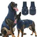 Meifsou Dog Anxiety Vest with Hood, Skin-Friendly Thunder Jacket for Dogs, All-in-One Dog Calming Shirt with Hood for Thunder, Fireworks, Separation - Keep Pet Calm Without Medicine, Dark Blue, M