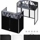 Portable DJ Booth Facade Stand, Foldable DJ Table 40" x 20" x 45" Tabletop, DJ Facade Station for DJ Controller, Mixer & LaptopEvents&Parties Includes Carry Bag&Two Metal Corner Tables.