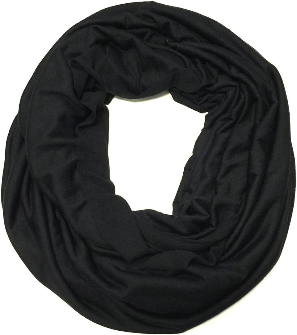 Wrapables Soft Jersey Knit Infinity Scarf (One Size, Black)