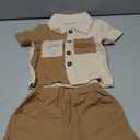 Baby Boys Summer Outfit Color Blocking Button Down Shirts + Shorts Cotton Gauze 2PCS Toddler Clothes Set with Pockets, (Khaki, 6-12 Months)