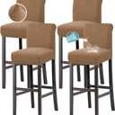H.VERSAILTEX 100% Waterproof Bar Stool Cover Stretch Counter Stool Pub Chair Slipcover for Dining Room Removable Soft Thick Solid Fleece Fabric Bar Stool Slipcovers Set of 4, Sand