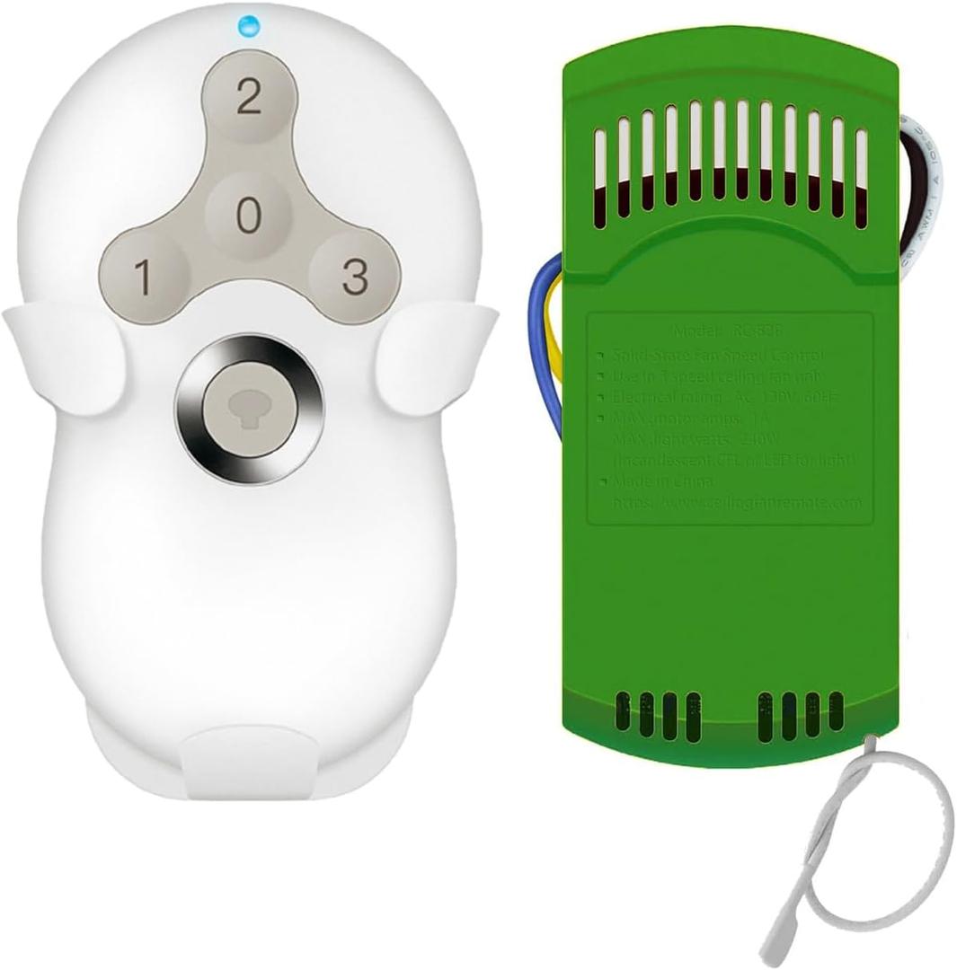 Universal Ceiling Fan Remote Control Kit Replacement for Hunter Casablanca Hampton Bay Harbor Breeze Remote 99122, 99123, 99600, 99770, 99813, 99372, 99392, 99373,w/Noise-Free Receiver 3-Speed Dimmer