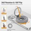 4 x OPSO Magnetic Phone Ring Holder for MagSafe, 360 Degree Rotation Silicone Finger Ring Grip Stand Holder, Adjustable Kickstand, Compatible with iPhone 16 15 14 13 12/Pro/Max, Samsung and All Smartphone