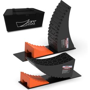 Camper Leveler System, 6" Lift, 35,000 lbs, 2-Pack RV Leveling Blocks with Curved Design & Wheel Chocks, Perfect for Campers, Fifth Wheels, and Dual Axle Trailers