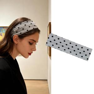 Grey Wide Headbands Black Polka Dot Headband Retro Design Elastic Head Bands Non Slip Fashion Hair Accessories Sports Yoga Head Wrap Polka Dots Headband for Women Girls Hair Supplies