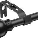 YeYeBest Curtain Rods for Windows 28 to 50 Inch, 5/8 Inch Metal Curtain Rod Set,Heavy Duty Window Curtain Rod with Brackets Black