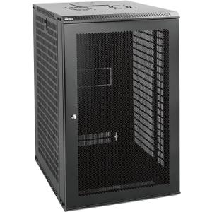 Tecmojo 18U Wall Mount Rack Network Cabinet for 19" IT Equipment, with Lockable Mesh Door and Side Panels, Cooling Fan, Black, 17.7inch Depth for AV/ Computer/ Electronics Equipment Data Rack