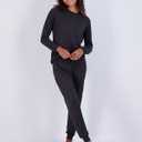 Real Essentials 2 Pack: Women's Soft Long Sleeve Sleep Set - Comfortable Lounge Pull Over Hoodie and Henley Jogger (XX-Large)
