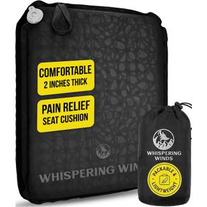 Whispering Winds Inflatable Seat Cushion - Comfortable Blow-up Foam Pad for Airplane, Travel, Stadium, Outdoors, Camping, Car & More