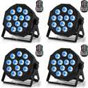 Rechargeable Par Lights RGBW 4-in-1 LED Uplights Battery Powered Stage Lights, HOLDLAMP DJ Lights Sound Activated with Remote & DMX Control for Festival Party Event Wedding Bar (4 Packs)