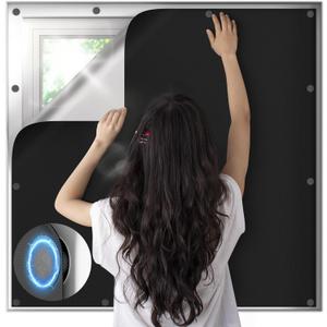 Magnetic Blackout Window Cover, 100% Blackout Shades for Bedroom No Drill Black Out Window Blind Temporary Shades for Nursery Removable Black Out Curtains for RV, Media Room 57x79 inch