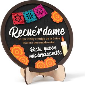 R HORSE Day of the Dead Table Decoration - Dia De Los Muertos Wooden Tabletop Decor, Handmade Wood Sign with Stand Altar Decor for Ofrenda Home Halloween Party Dia De Muertos Decoration