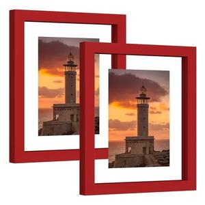 Eletecpro 8x10 Red Floating Picture Frames Set of 2, Real Double Glass Picture Frames for Wall Mount, Vertical or Horizontal Display Multi-Size Photos and Artworks up to 8 x 10 Inches, Home Decor