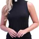 Women's Clergy Sleeveless T-Shirt Tab Collar Clergy Minister Priest Outfit Priest Costume Shirt Tops (XX-Large, Black)