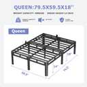 NKZ 18 Inch Queen Size Metal Bed Frame & Box Spring 2 in 1 Platform with Round Corner Legs, 4000Lbs Heavy Duty, Mattress Slide Stopper, Headboard Hole, Noise-Free, Easy Assembly