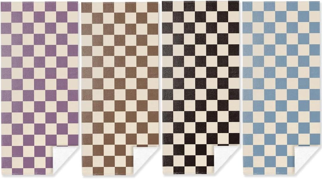 4 Pack Towels for Bathroom, Beach Towel, Microfiber Lightweight Beach Towels Oversized, Towel Accessories for Women Men Camping Pool Birthday Christmas Favors 32x71 in, Cute Plaid Checkered, Checkered 259