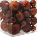 Christmas Ball Ornaments Brown Christmas Tree Decorations with Hang Rope-36pcs Shatterproof Christmas Ornaments Set with 6 Styles in 3 Sizes(Small Medium Large)