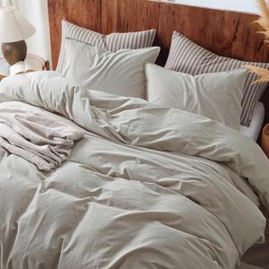 3Pcs Organic Linen Duvet Cover Queen Size, 100% French Linen from Normandy, Soft & Durable Natural Linen Bedding Set Comforter Cover with 2 Pillowcases, 1 Duvet Cover with Zipper