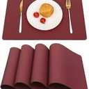 MIJOTEX 11.8" x 17.7" PVC Leather Heat Resistant Placemats Set of 4 Waterproof Oilproof Wipeable Dining PU Place Mat Easy Clean Table Mats for Kitchen/Dining/Party/Restaurant 