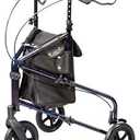 Carex 3 Wheel Walker for Seniors, Foldable, Rollator Walker with Three Wheels, Three Wheel Rolling Walker Height Adjustable for Seniors, Blue, Trio, Folding