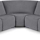 VANSOFY Extra Large Reclining Sectional Couch Covers, Washable 5-Piece Sofa Covers for L Shape Sectional Sofa Corner Seater, Thick, Soft Sofa Slipcovers (5 Seat Recliner Cover, Dark Gray)