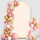 6.6FT Wedding Arch Backdrop Cover, Beige Spandex Arch Covers Stretchy Backdrop for Wedding, Birthday, Party, Baby Shower, Ceremony Banquet Decoration