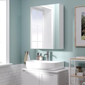 26x20 inch Bathroom Wall Cabinet, Saver Storage Cabinet, Medicine Cabinet with 1 Door and Adjustable Shelves, WhiteAssembly Required