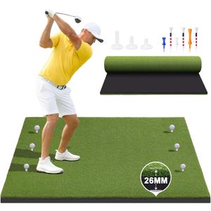 Golf Hitting Mat 5x4ft, Large 26mm Professional Golf Practice Mat for Driving & Swinging, Realistic Grass Golf Training Mat for Garage & Backyard, Ultra-Durable Artificial Turf, Gifts for Him Men