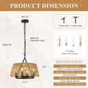 18" Woven Chandeliers 4-Light Boho Hand Rattan Ceiling Pendant Lighting Rustic Hanging Light Fixture for Dining Room, Hallway, Entryway, Kitchen,Bedroom, E12, Trapezoid-17.7''-V