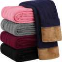 Resinta 1 Pair Toddler Girls Cotton Fleece Lined Leggings Thick Thermal Pants Warm Cable Knit Velvet Tights (4T, Navy)