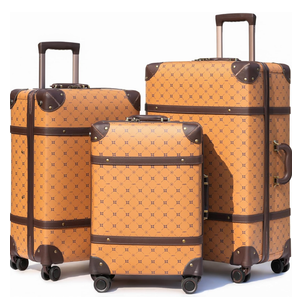 NZBZ Vintage Luggage Sets for Women Durable Retro Trunk Luggage Vintage Suitcase Set, Antique luggage set with Leather Accents (Orange, 20inch & 24inch & 28inch) NZBZ Vintage Luggage Sets for Women Durable Retro Trunk Luggage Vintage Suitcase Set, Antique luggage set with Leather Accents (Orange, 20inch & 24inch & 28inch)
