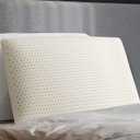 Latex Pillow, 100% Talalay Natural Latex Pillow, Soft Sleeping Bed Pillows with Cotton Cover, Queen Size, Perfect for Side/Back Pain, Stomach, Neck, Stress Relief (1, Queen (Low Loft))