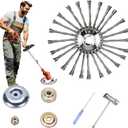 Steel Wire Grass Trimmer Head, Indestructible Weed Eater Head, for High-Power Lithium-Ion and Gasoline Weed Cutters, with Adapter, Wire Weed Trimmer Head for Moss Grass Rust Removal(High Power 8In A)