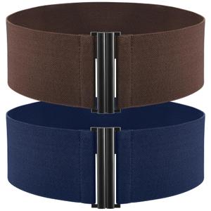 TOURZOO Elastic Belt for Women Wide Waist Corset Belt Cinch Belt Vintage Stretchy Waistband for Dresses,Coffee+Blue,XX-Large