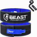 Beast Power Gear Weight Lifting Belt Lever Buckle 10MM 13MM Thick & 4 Inches Free Strap Weightlifting, Powerlifting, Deadlifts, Squats Men Women (Medium, Black/Blue)