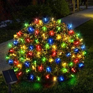 Solar Powered Christmas Net Lights Outdoor, 8 Modes Mesh Lights Decorations for Bushes, Garden, Yard, 6.56Ft*6.56Ft (Multicolor)