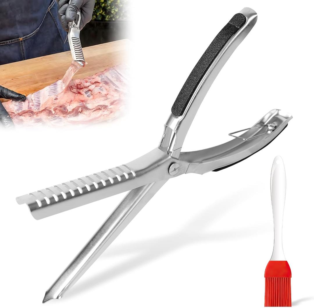 5 x Rib Membrane Removal Tool, Rib Prep Tool, BBQ Rib Skinner, Stainless Steel Rib Membrane Remover Tool, Ergonomic Design for Easy Membrane Removal