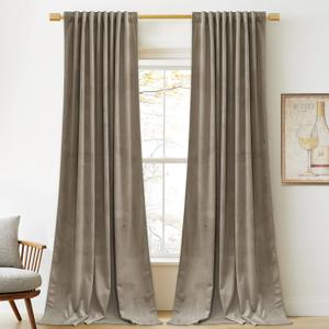 StangH Camel Beige Polyester Curtains for Window - Elegant Decor Room Darkening Thermal Insulated Curtains 108 inches for Living Room, Privacy Assured Door Drapes for Office/Patio, W52 x L108,2 Panels