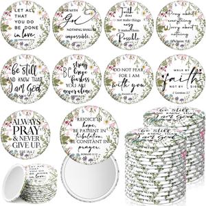 40 Pcs Christian Compact Mirrors Bulk for Women Wildflower Bible Verse Pocket Purse Mirrors Inspirational Religious Scripture Gift for Mom Women Coworkers Church Valentine Party Favor