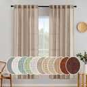 MIULEE Taupe Linen Curtains 26 Inch Length 2 Panels for Bedroom Living Room, Soft Thick Linen Textured Window Drapes Semi Sheer Light Filtering Back Tab Rod Pocket Burlap Look Decor, 26"x24"