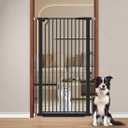 Fairy Baby 51.18" Extra Tall Cat Gate, 29.5"-32.6" Adjustable Width Auto Close Encrypted Tall Pet Dog Gate, Cat Proof Metal Gate Indoor for Doorway Stairs, Pressure Mounted Child Safety Gates, Black