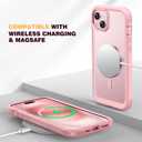 Diaclara Designed for iPhone 15 Plus Case 6.7'', [Compatible with MagSafe] Full Body Rugged Magnetic Case w/Built-in Sensitive Anti-Scratch Screen Protector+Glass Camera Lens Protector,Coral Pink