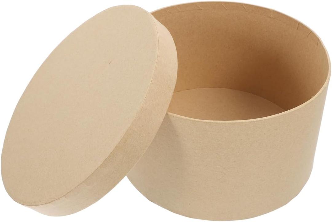 OUNONA Kraft Round Storage Box 6.5X6.5X6.5 Inches with Lid Multi-Functional Baking Storage Box for Cookies Candies Cakes Sweet Packaging and Perfume Wrapping