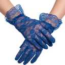 3 x ALVOGIMOR Lace Gloves for Women Wedding Tea Party, Evening Short Courtesy Gloves for Opera,1920s Party,Costume Accessory (Blue)