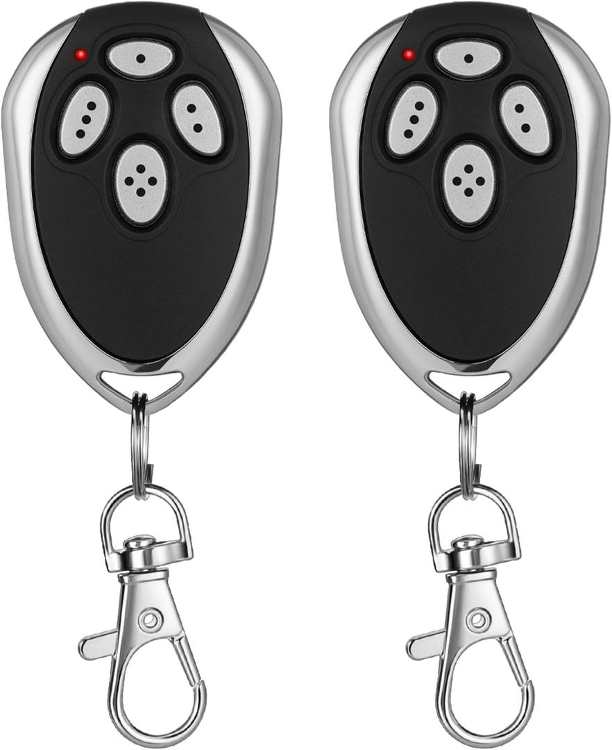 Kingdder 2 Pcs 4 Channels Gate Opener Remote Compatible with Aleko LM123 433.92mhz Garage Door Remote Control Transmitter with Keychain for a Variety of Doors, Easy Programming (Black,White)