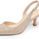 DREAM PAIRS Women's Kitten Heels Slingback Closed Pointed Toe Low Pumps Shoes Women Party Wedding Sexy Casual Dress Shoes, US 10, Gold Glitter 